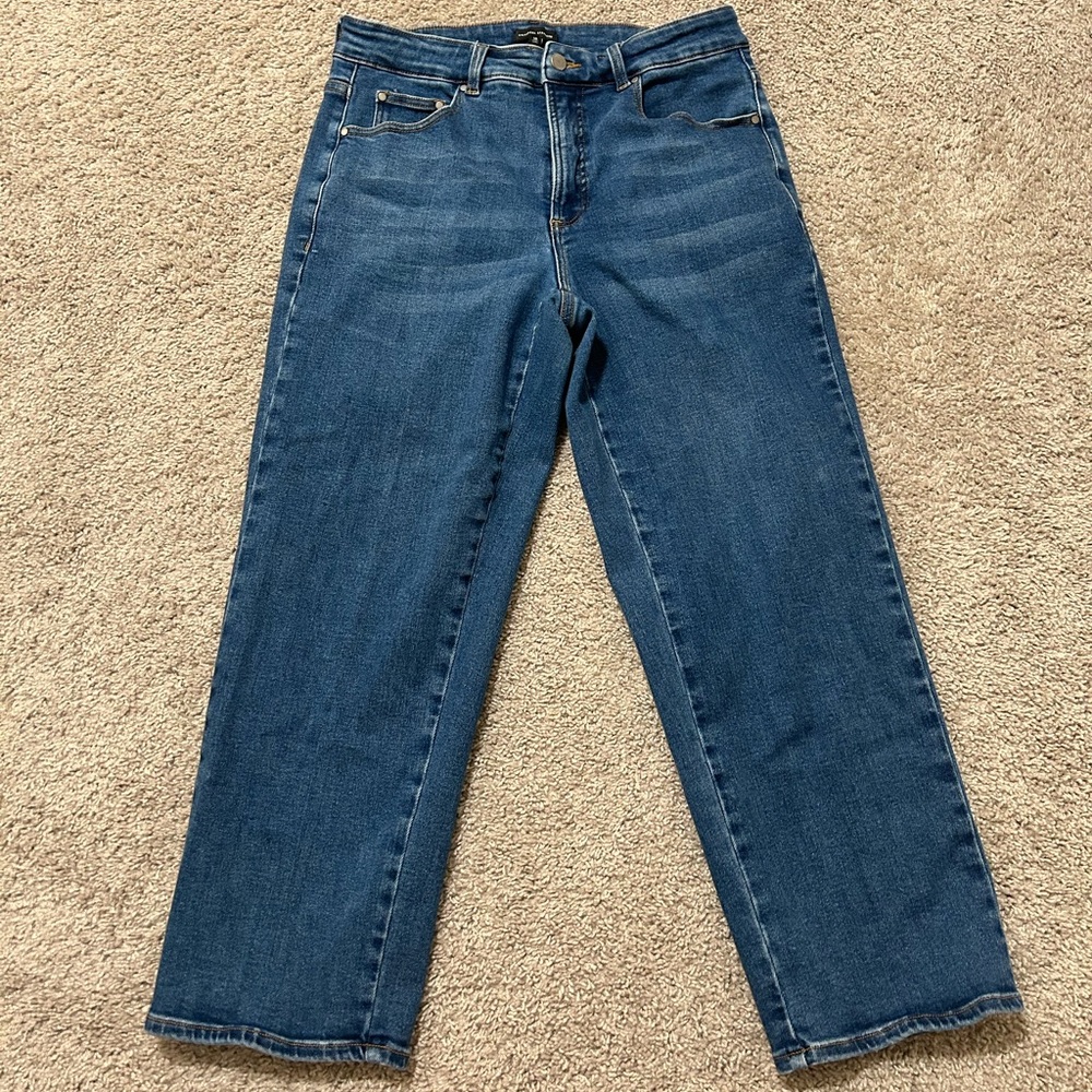 Women’s Universal Standard Dark Wash High Rise Straight Leg jeans. Size 10